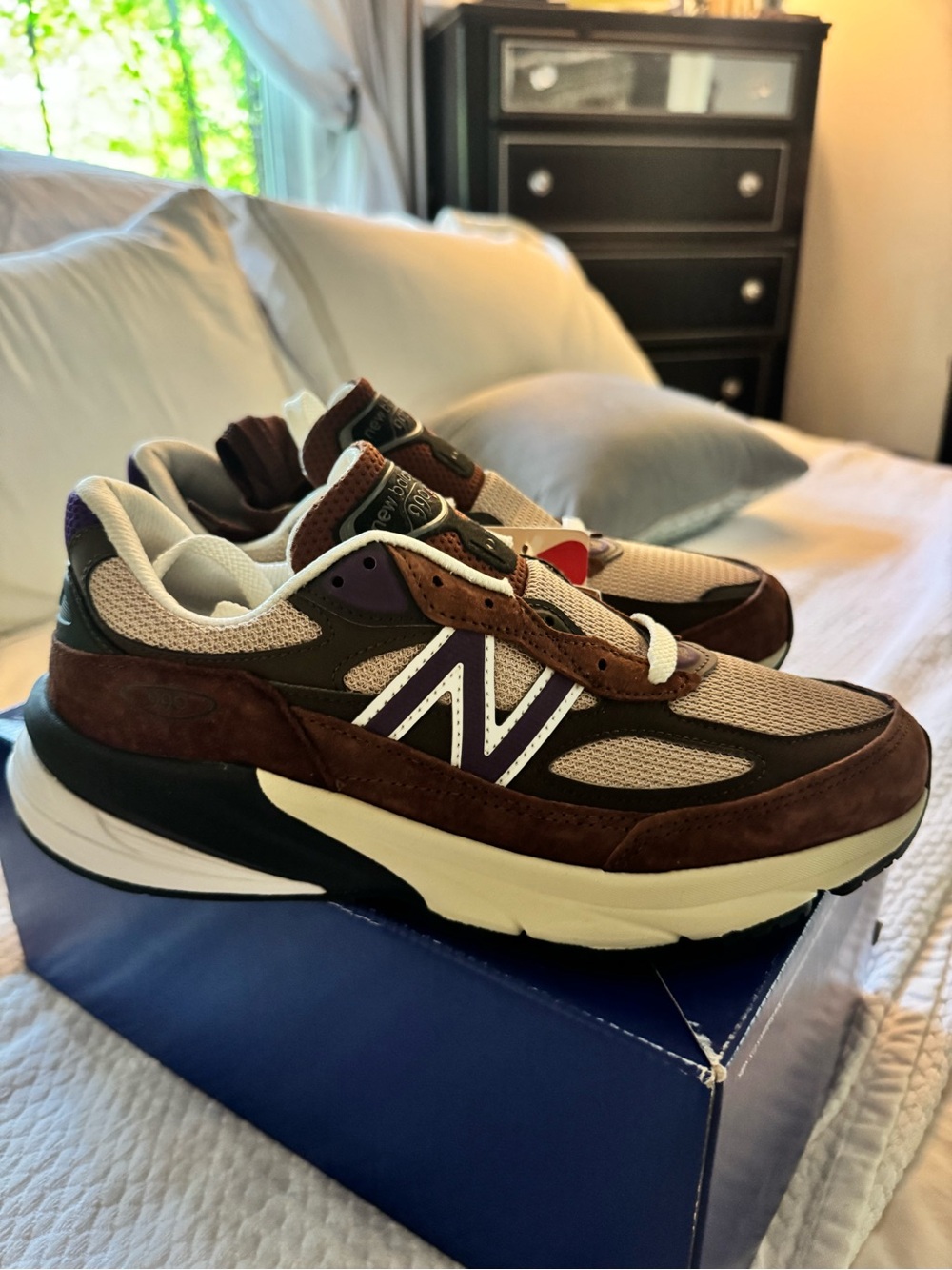 New Balance Men's Brown, Beige and Purple Retro Runner Sneakers